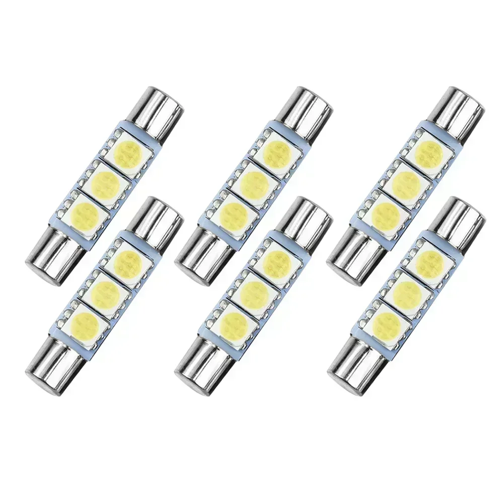Car Headlight Bulbs LED Headlight Bulbs 6X Car LED Lights Sunshade Mirror Lamps Xenon White 5050 3SMD 6641/6614F 12V 6000K LED Bulb Sun Visor Makeup Mirror Fuse Light