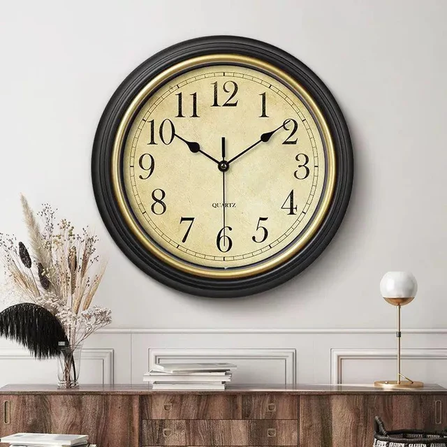 12-Inch Nordic Luxury Retro Wall Clock – Silent Non-Ticking Design 1