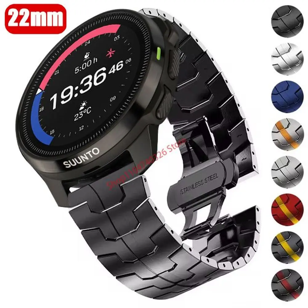 Luxury Stainless Steel Band - Premium 22mm Metal Replacement Strap for Suunto Watches