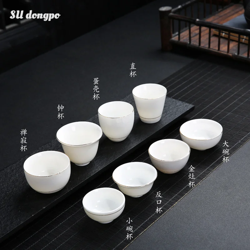 Chinese White Porcelain tea cup Kung Fu Tea Set Ceramic Tea bowl