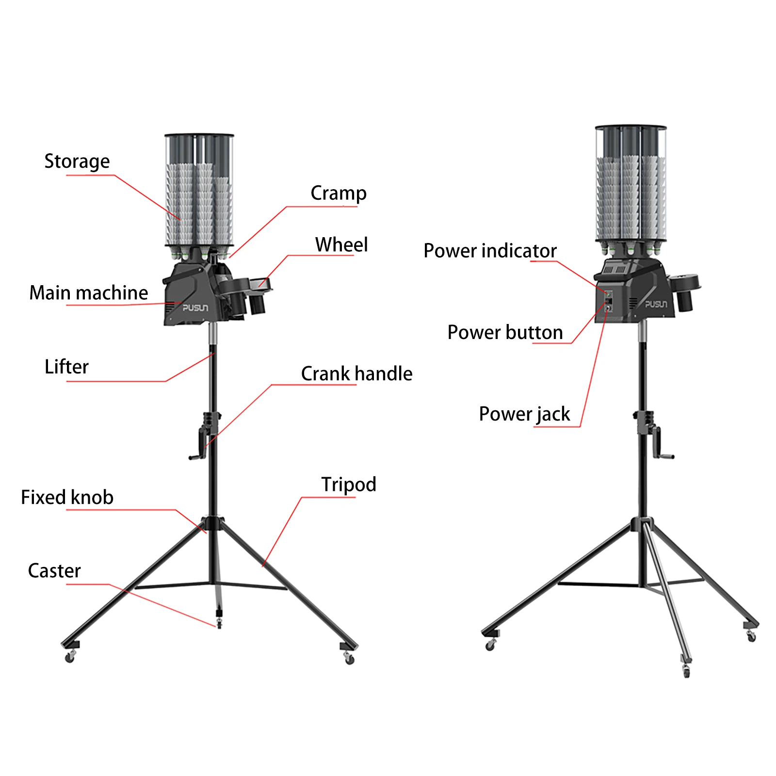 PB-6001 Advanced Badminton Machine: App-Controlled, 180+ Shuttlecock Capacity, Customizable Modes-Professional Badminton Launc