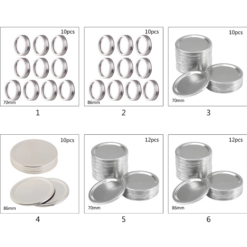 10 Pcs Regular Mouth Canning Lids for Mason Canning Jar Container Cover Bands