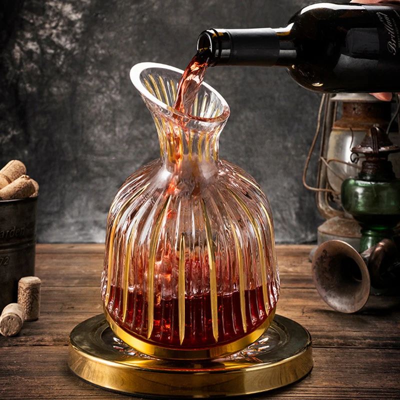 Décanteur à vin rotatif à 360 °, gobelet, distributeur, bouteille en verre  de cristal, carafe à vin Brandy Whisky, cadeau de décoration de bar, 1500ml  - AliExpress