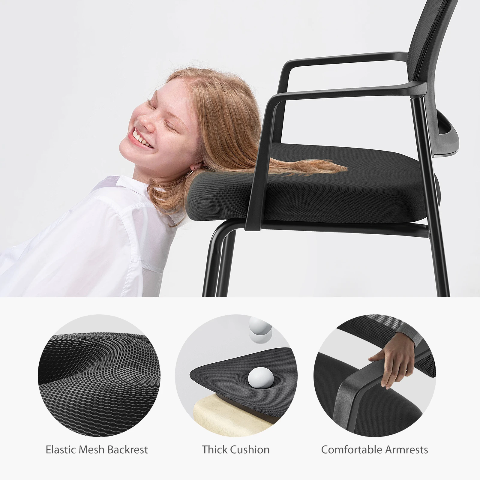 JHK Mesh Back Stacking Arm Chairs 2 Pack For Home and OfficeEasy to Use and Store Outdoor and Indoor Sturdy Metal Chairs 6