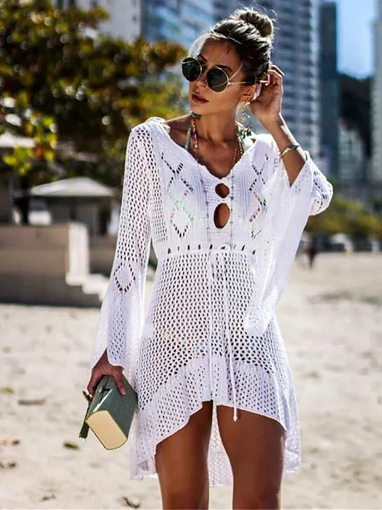 

Flare Sleeve Knit Party Dress Dance Wear 2024 Sexy Costume Hot Chic Short Dresses