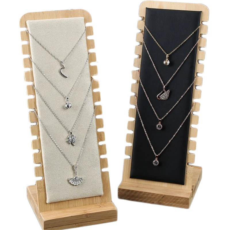 Wood Bamboo Jewelry Display Stand Necklace Display Stand Wooden