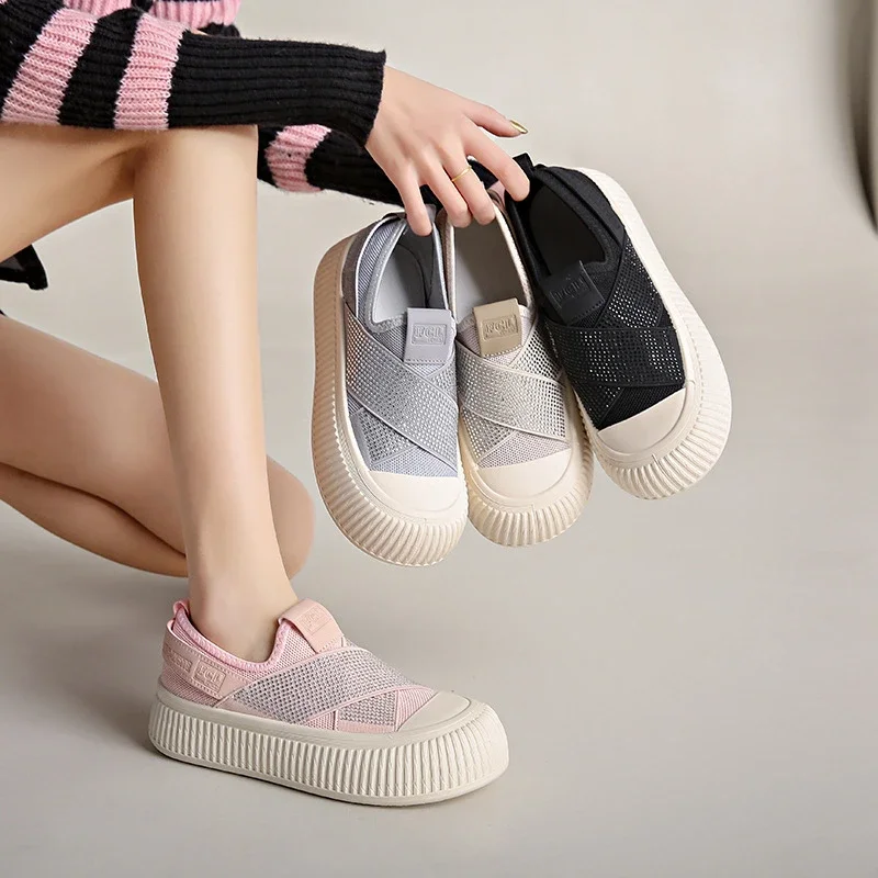 Women's Sneakers Slip on Platform Shoes Breathable Womens Vulcanized Shoes Breathable Casual Shoes Mesh New Zapatillas De Mujer 5