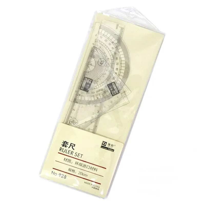Plastic Transparent Ruler Protractor Triangle Ruler Measure Draw School Office Supplies Scale Stationery 4Pcs/set