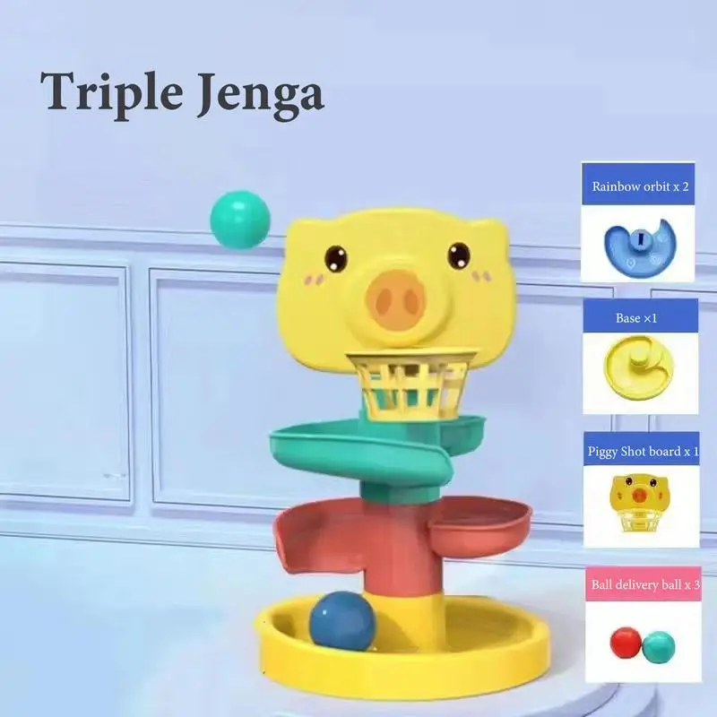 Ball Tower Rolling Ball Pile Tower Early Educational Toy For Babies Rotating Track Toy for Toddler Stacking For Kids Gifts