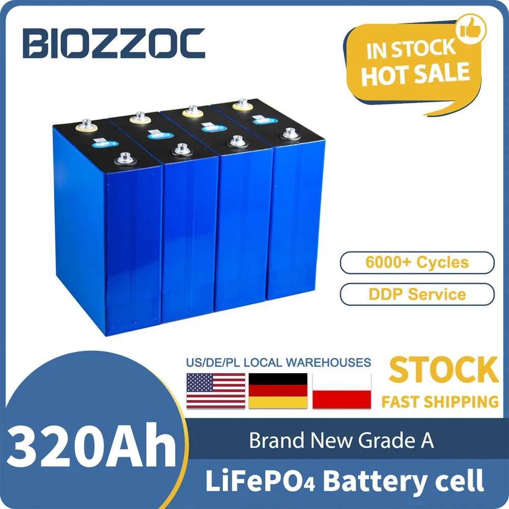 

3.2V LiFePO4 320AH 340AH Battery 4/8/16/32PCS Rechargeable Lithium Iron Phosphate Battery DIY EV RV Golf Cart Boat Solar System