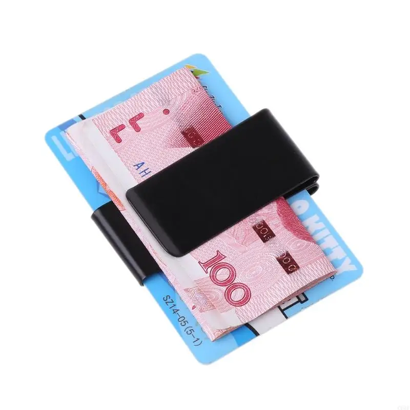 C63F Stainless Steel Double-sided Money Clip Purse Wallet Credit Card Holder