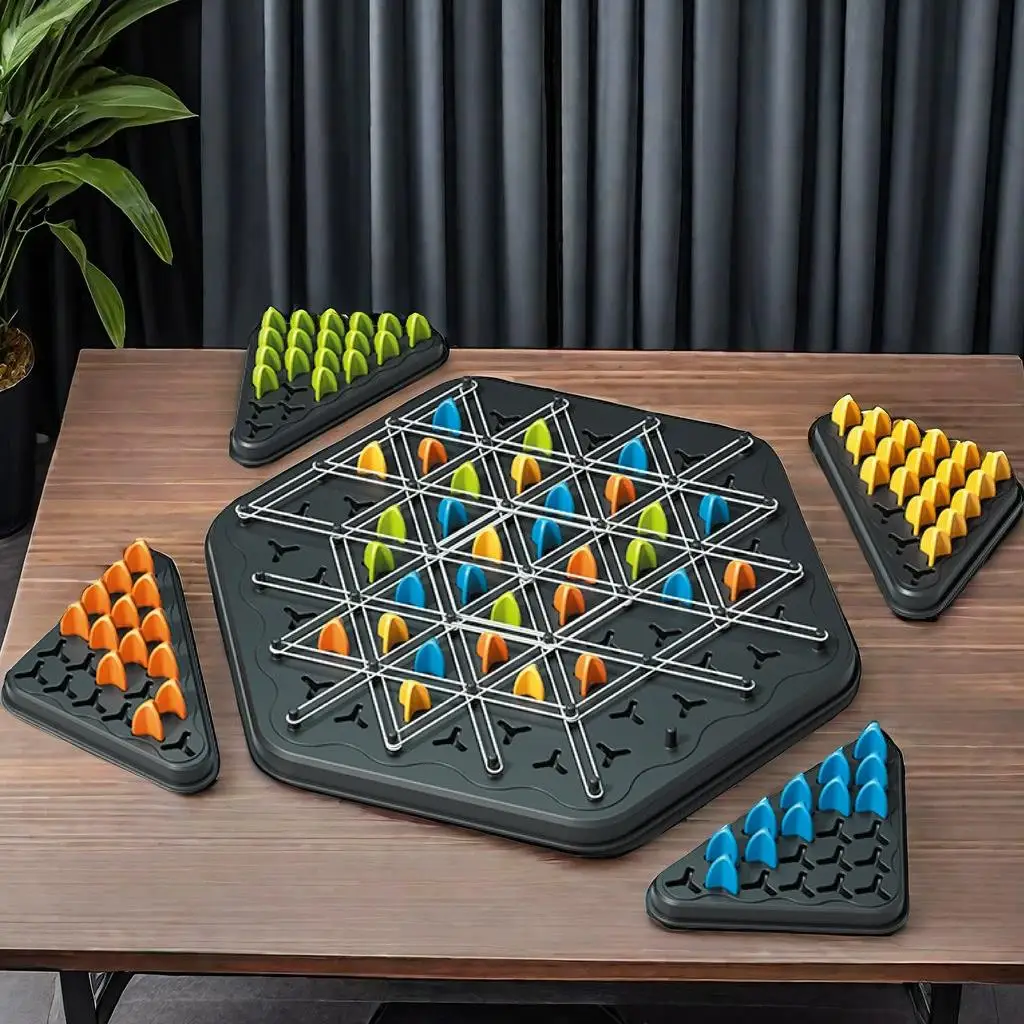 Board Game Toy Chain Triangle Chess Triggle Rubber Band Game Toy Board Game competitive Battle Set for kids friends parent-child interaction