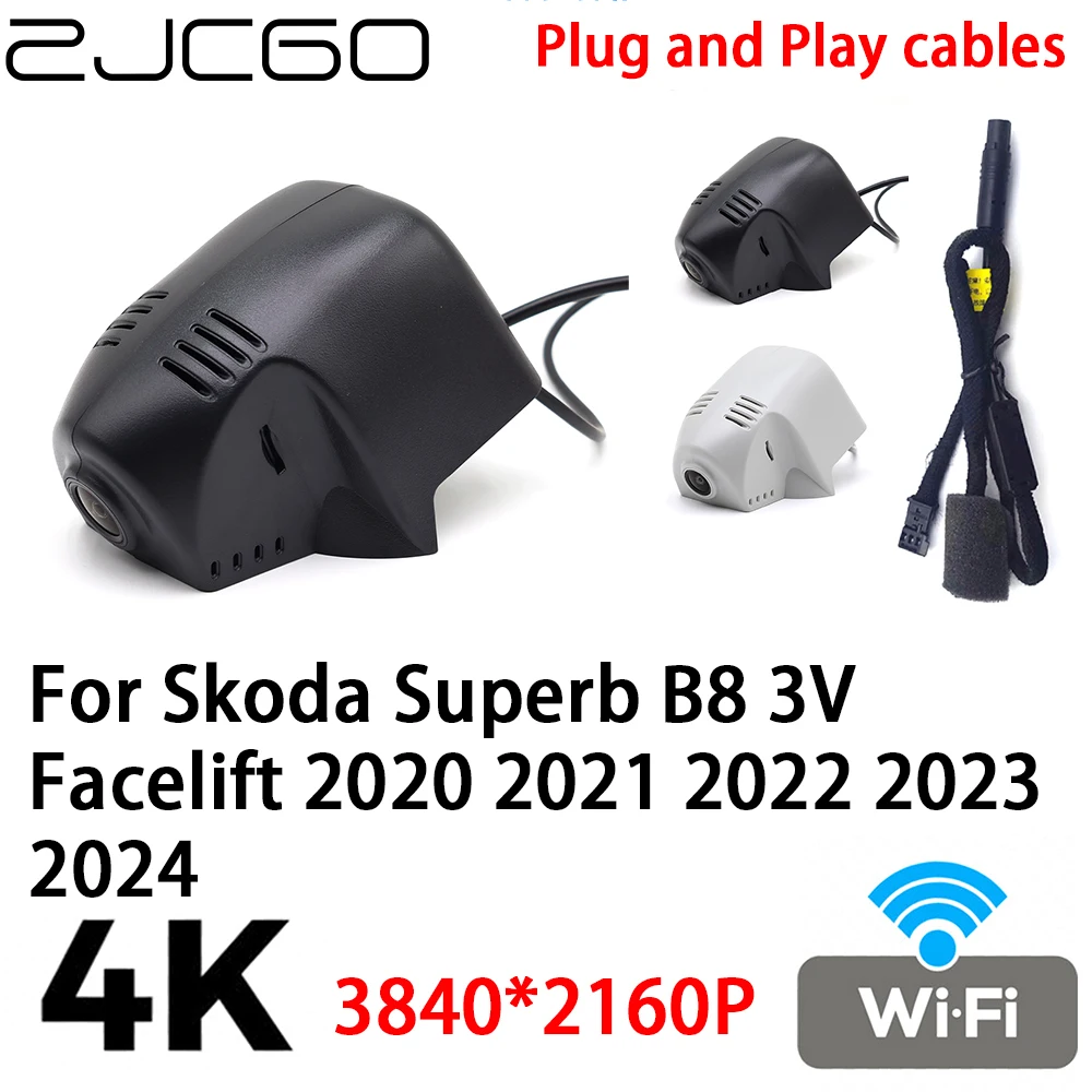 

ZJCGO 4K 2160P Автомобильный видеорегистратор, подключи и работай для Skoda Superb B8 3V Facelift 2020 2021 2022 2023 2024