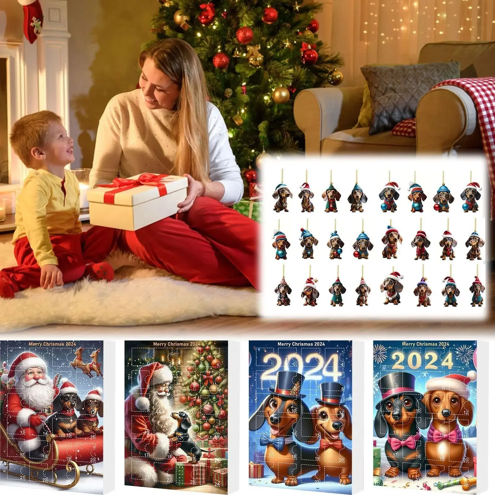 Advent Calendar Dachshunds Christmas Vacation Advent Calendar Collectible Funny Dog Set Gifts for Teenage Girls Boys