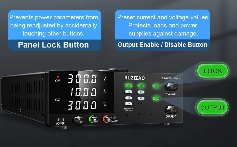 KUAIQU 30V 60A 1800W Labor-Netzteil 60V 30A mit Datenspeicher/OCP/OVP/Ausgangsverriegelung/Encoder, einstellbare Stromquelle für Automatisierung – Detail 3