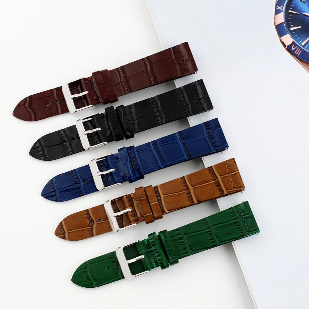 

Bamboo Pattern Genuine Leather Watch Strap Vintage Leather Strap for Women Men Watch Accessories 18mm 20mm 22mm