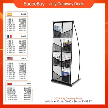 SucceBuy Espositore per brochure Espositore per letteratura a rete a 4 livelli e 8 tasche Scaffale per catalogo di giornali per riviste da pavimento 1