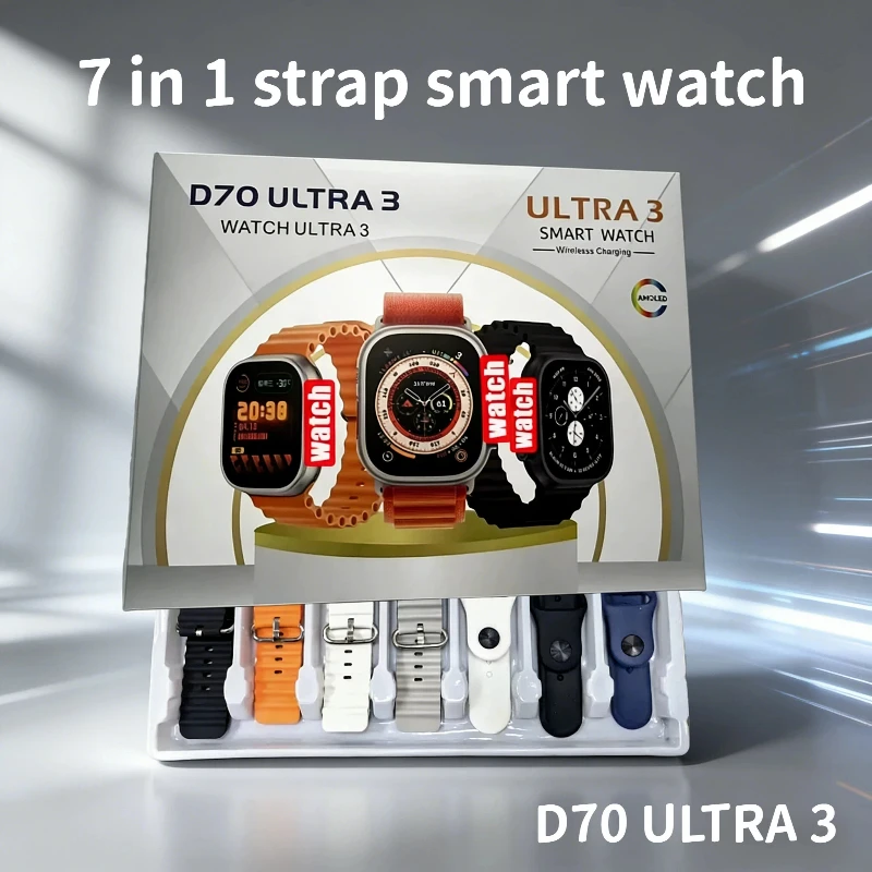 7 in 1 Strap Smart Watch D70 ULTRA3 Sports Watch for Men Women Heart rate Bluetooth Call Music Wireless charging Smart Watch 1