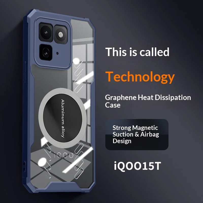 Luxury Magnetic Transparent Cooling Phone Case with Shockproof Bumper