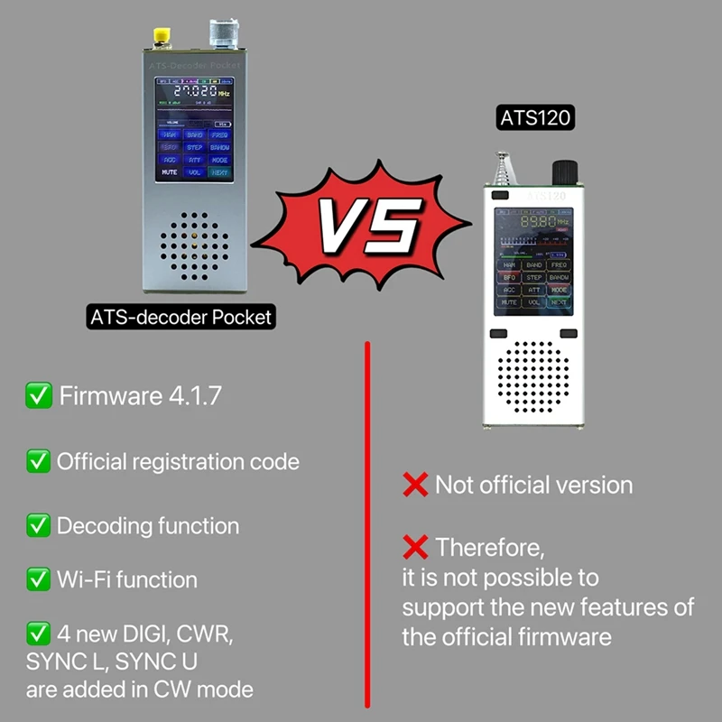 ATS 디코더 포켓 Si4732 풀 밴드 라디오 리시버 FM RDS AM LW MW SW SSB DSP, 4.17 공식 등록 코드 포함, 쉬운 설치