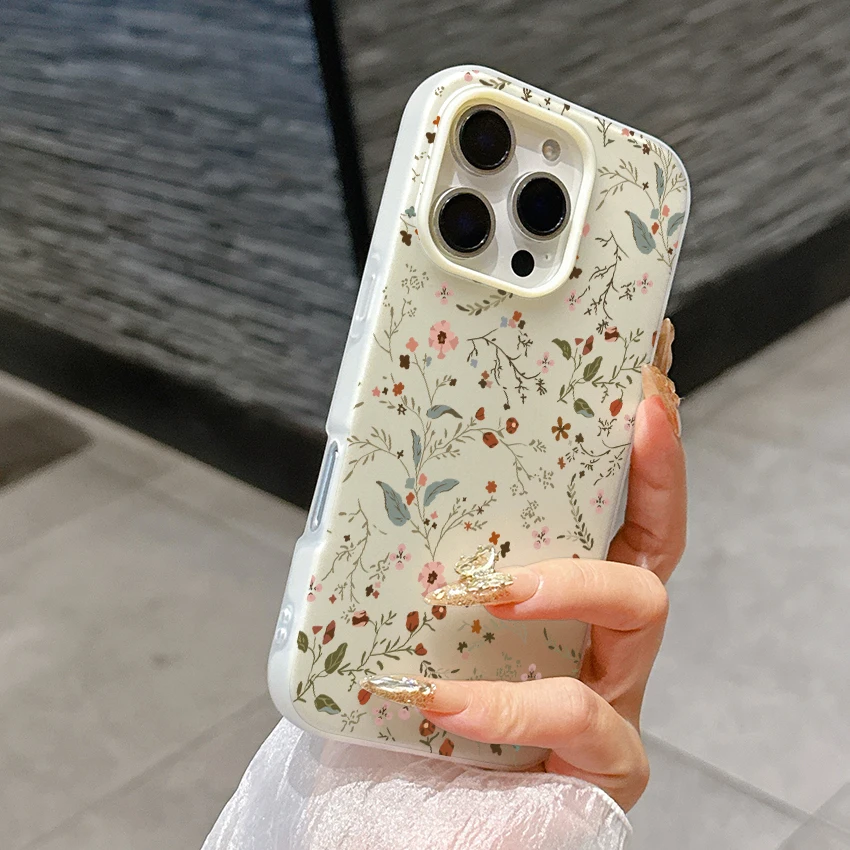 Cute Candy Matte Love Heart Leaves Flower Phone Case