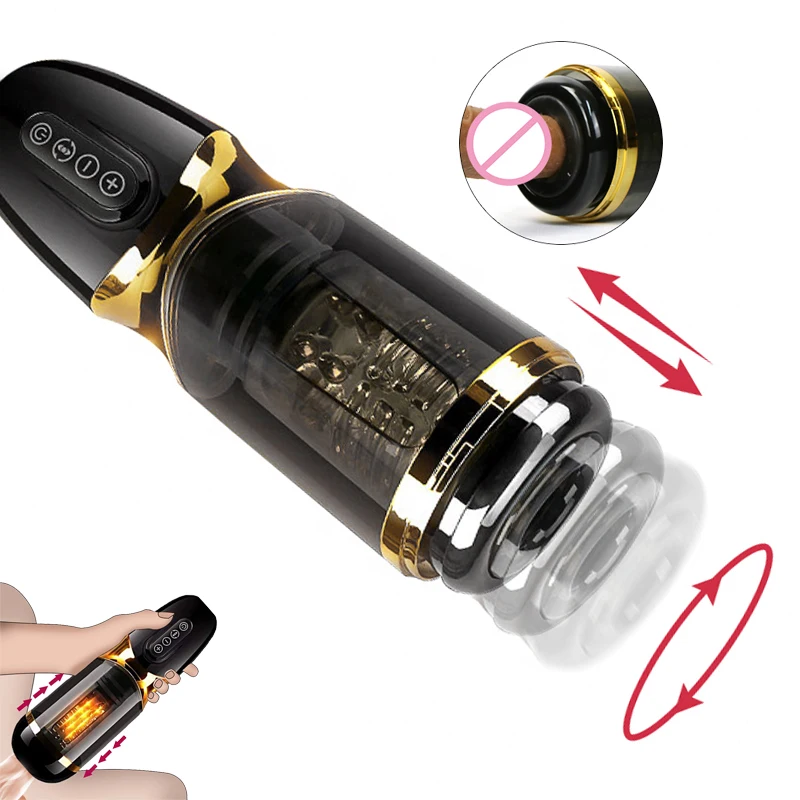Sex toy male masturbation cup Automatic Telescopic Sucking Rotation Male Masturbation Cup 10 Modes Silicone Vagina Real Pussy Adult Machine Sex Toys For Men