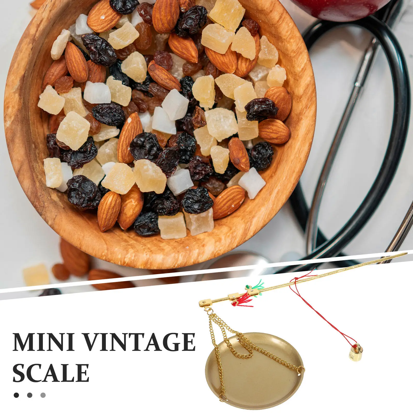 1세트 소형 정교한 빈티지 스타일 금속 저울 휴대용 중량 측정 도구 (전통 중국 의학 차 잎 건조용)