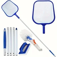 Kit complet de nettoyage de piscine 3 pièces, avec perche en aluminium à 5 sections, épuisette à feuilles et brosse de piscine, outils d'entretien professionnels 1