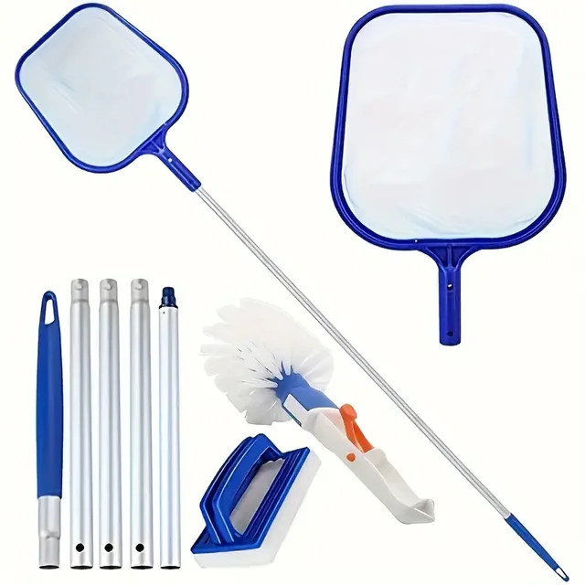 Kit complet de nettoyage de piscine 3 pièces, avec perche en aluminium à 5 sections, épuisette à feuilles et brosse de piscine, outils d'entretien professionnels 1