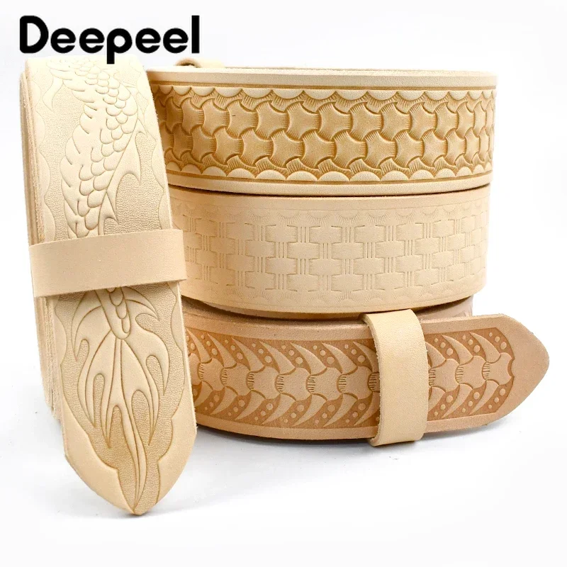 Deepeel Wide Embossed Mens Belts Luxury Brands Genuine
