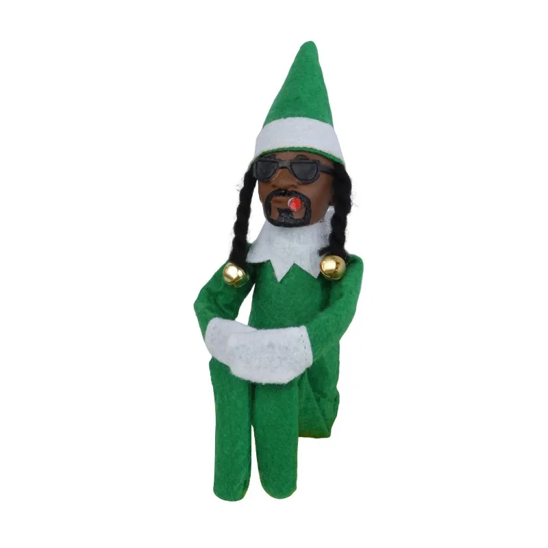 Christmas Elf Plush Toy with Movable Arms-10-inch Green Hip Hop Style Doll for Tree Decoration & Gift Exchange, Festive Tabletop