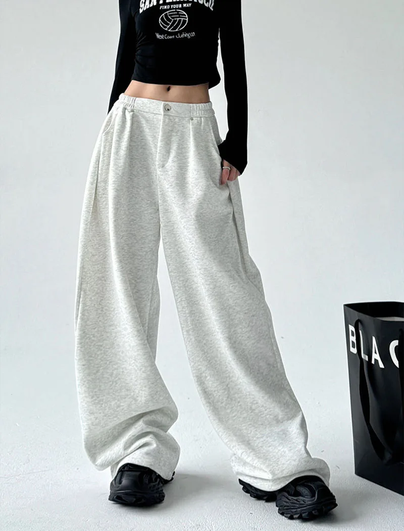 FANAN Übergroße Frauen Grau Jogginghose Y2K Amerika Stil Retro Baggy Hosen Weibliche Casual Sport Street Hip Hop Hosen 2025 – Detail 7