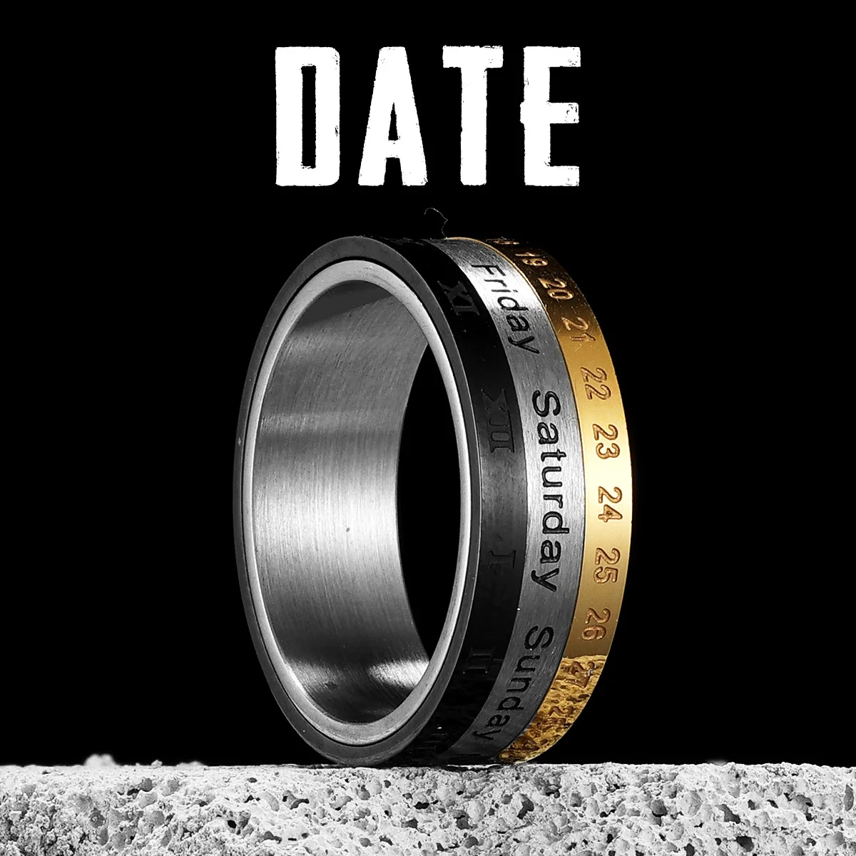 Calendario Data Spin Men Fidget Rings Gioielli Da Donna In Acciaio Inossidabile Punk Decompress Cool Stuff Accessori Moda Regalo All'Ingrosso