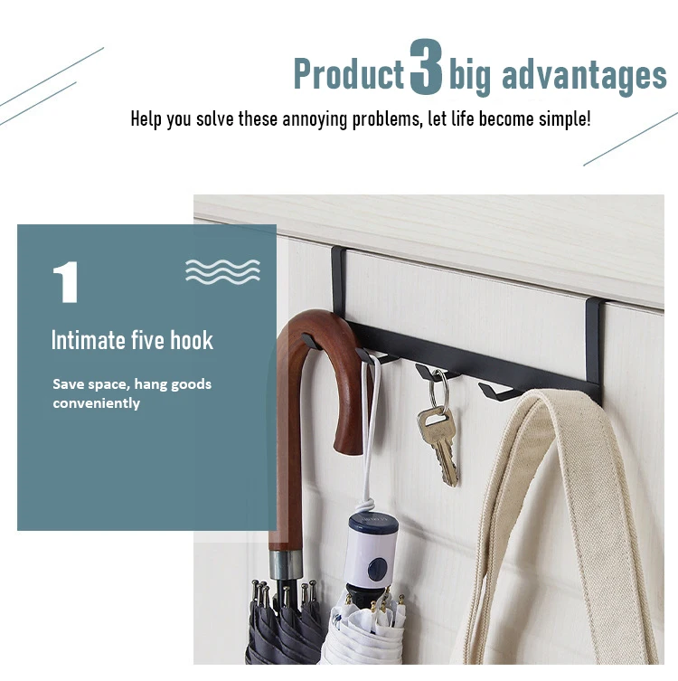 Description Picture 4 of itemHooks Over The Door 5 Hooks Home Bathroom Organizer Rack Clothes Coat Hat Towel Hanger Bathroom Kitchen Accessories