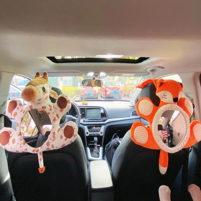 cartoon fox giraffe children's rearview mirror baby car observation mirror interior decoration pendant