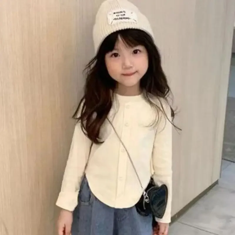 Fashion Girl Clothes Set Spring Autumn Kids Child Top Shirt+Casual Jeans 2PCS Underlay Shirt Wide-Leg Pants Baby Clothes 1-10Y