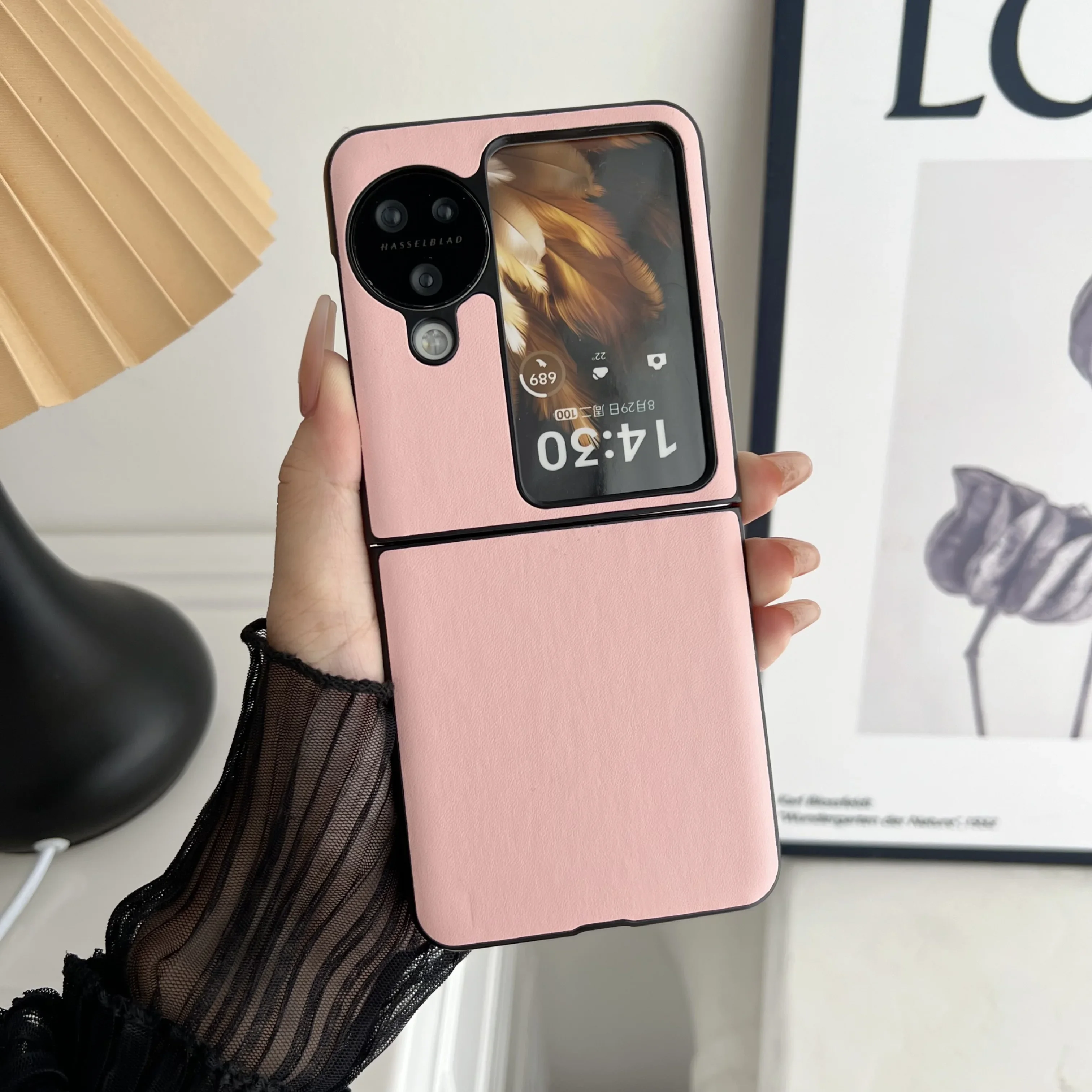 

Leather Solid Color Case for Oppo Find N3 Flip Fashion 2 Piece Set Protection Back OPPO Find N3Flip Anti-Scratch Fashion Cover