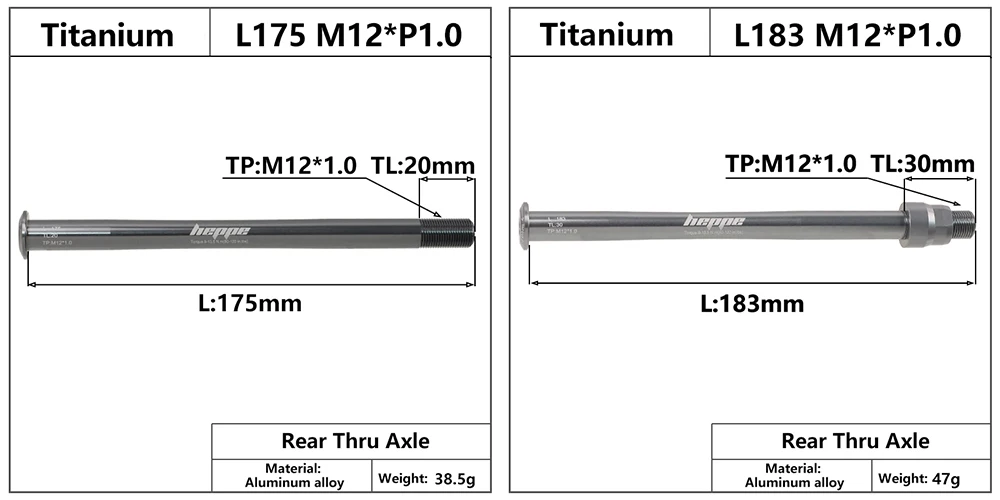 Description Picture 6 of itemHEPPE Bike Thru Axle MTB Road Bike Front Rear Hub Shaft Skewer 12x100/110 12x142/148 Thru Axle Ultra Light Axle Titanium Color