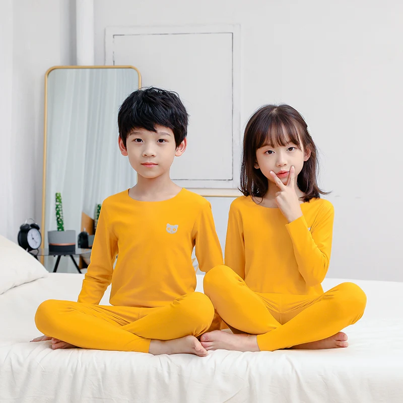 ملابس داخلية حرارية أحادية اللون للأطفال ، ملابس ا...