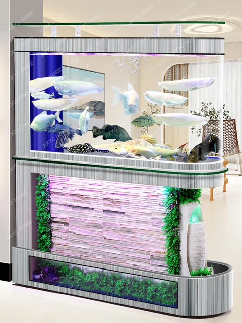 Water Curtain Wall Fish Tank Subareas Screen Living Room Home