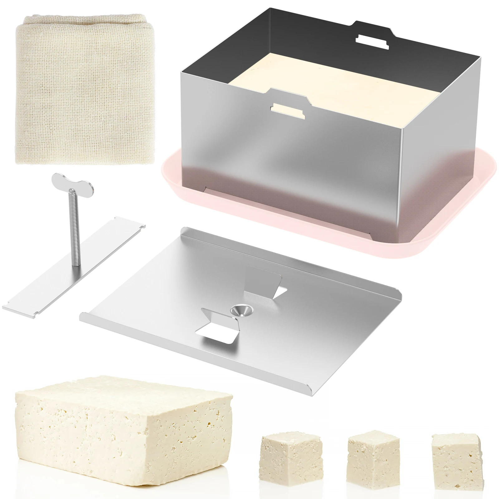 DIY Tofu Mold Kitchen Cooking Tool Set Kitchen Gadgets Homemade Stainless Steel Tofu Press Mould Soybean Curd Making Mold, tofu press mold