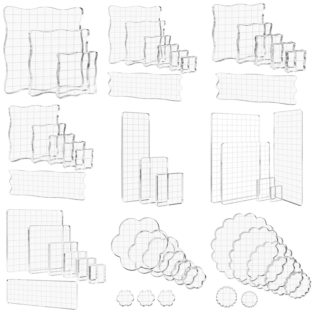 acrylic stamp block Assorted Sizes Clear Acrylic Stamp Block Kit Grid Lines Stamp Block Stamping Tools For diy Scrapbooking Crafts Card Making