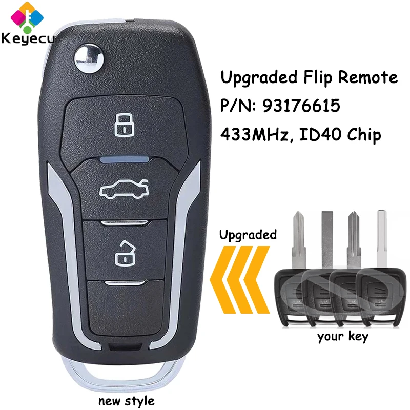 KEYECUUpgradedFlipRemoteCarKeyWith433MHzID40ChipHU100HU46
