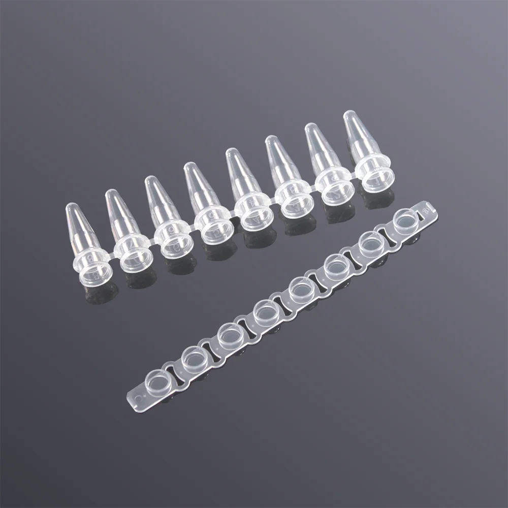 0.2ml Pcr 8 Strips Tube Lab Fluorescence Quantitative PCR Tube Strip 125pcs PP Centrifuge With Cover Medical Supplies