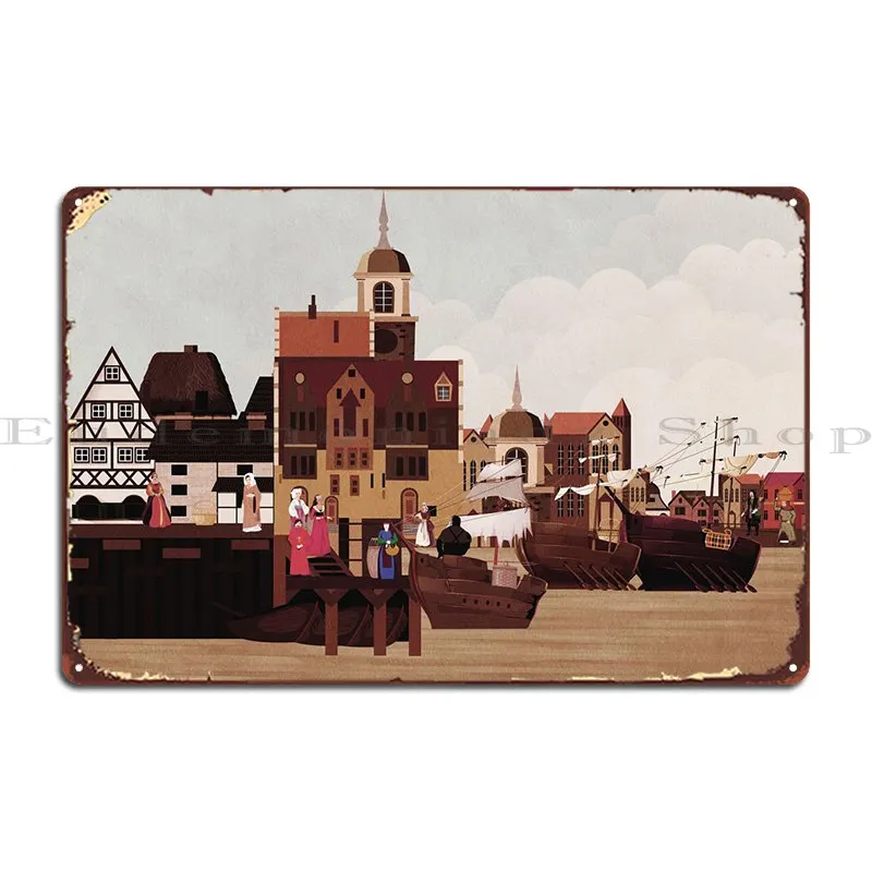 A Port City 2 Metal Plaque Wall Decor Print Garage Crea Club Tin Sign Poster