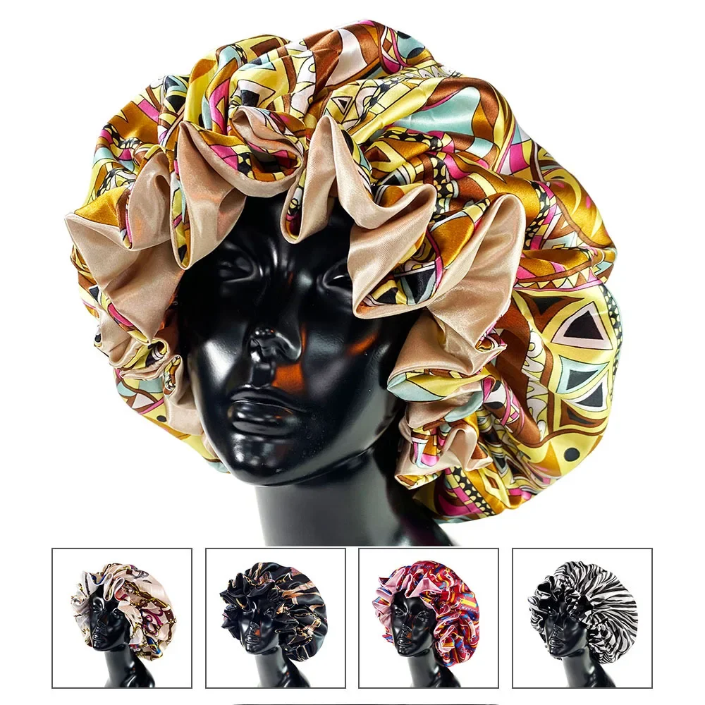 Night Hair Cap Warm Air Bonnet Cap Women Satin Bonnet Double Layer Sleep Cap