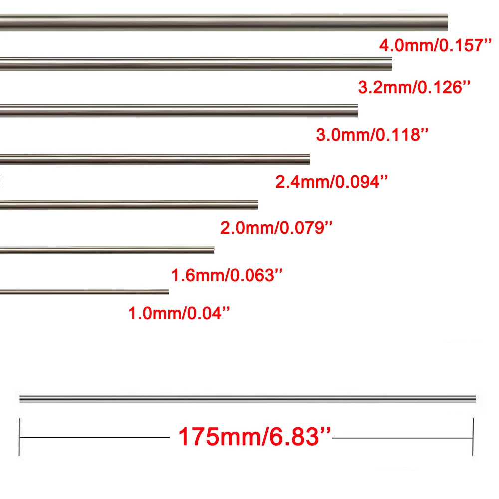 Tungsten Electrodes 175MM TIG Welding Tungsten Electrodes Welder Rods 1.0-4.0mm WT20 WC20 WL20 WL15 WZ8 WP WY20 WR20 E3 for WP26 WP17 WP9 TIG Torch