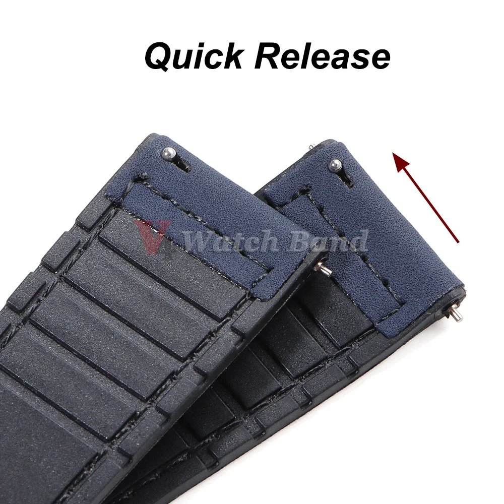 Vintage Suede Silicone Leather Bracelet - Quick Release Sport Wristbelt Accessory