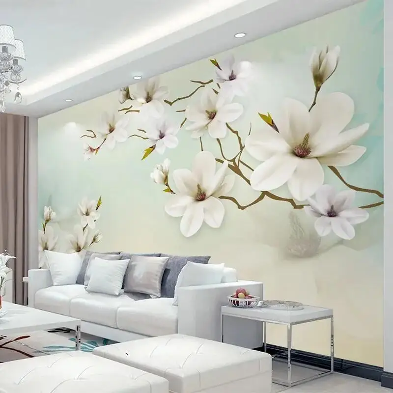 

Custom Mural Wallpaper Modern Simple 3D Magnolia Flower Wall Painting Living Room TV Sofa Bedroom Home Decor Papel De Parede 3 D