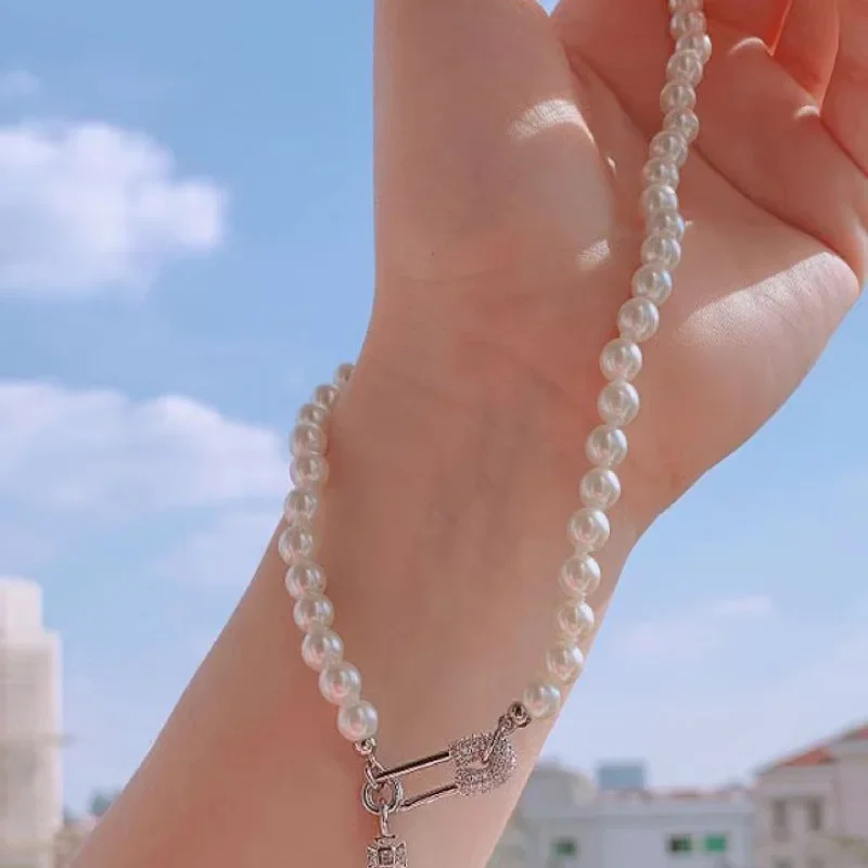 

Pin Pearl Necklace Earrings High Quality Classic Saturn Chain Necklace French Retro Planet Wedding Party Gift